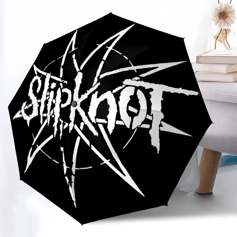 1PC Slipknot Band Logo Automatic Open/Close Umbrella, 8-Rib Sturdy Frame, Lightweight Portable Umbrella, Commute, Business - Ideal Gift for Friend, Vi