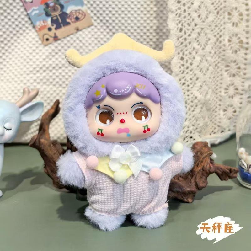 Charming 12 Zodiac Plush Hanging Ornaments with Rubber Faces - Adorable Decorative Figurines and Trendy Toys