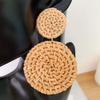Geometric Drop Korean Dangle Earrings For Women Girls Oversize Round Rattan Knit New Style Jewelry Summer Beach Accessories