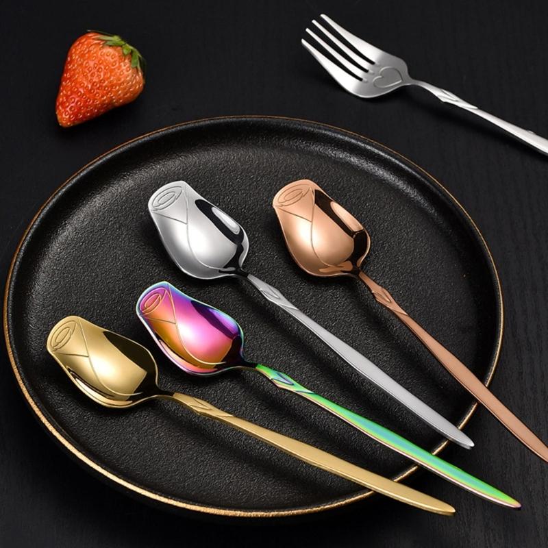 Stainless Steel Coffee Spoon Long-handled Ice-Tea Spoon Long Handle Fruit Fork Tableware Eating Utensils Dishwasher Safe