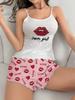 Set Pigiama Estivo da Donna Stile Europeo e Americano Sexy con Stampa Top Canottiera e Pantaloncini Casual Due Pezzi Loungewear