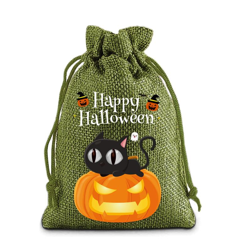 Halloween Kinder Zuckertüte Kürbis Geist Leinen Bündel Mundbeutel Geschenktüte Kordelzug Süßigkeitentasche Lager