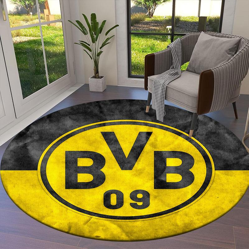 Borussia Round Area Rug,Carpet Rug for Living Room Bedroom Sofa Playroom Decor,Non-slip Floor Mat