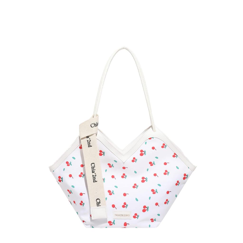 Damska torba na ramię typu tote z nadrukiem i kokardą, duża pojemność, kolekcja Jesień/Zima 2025