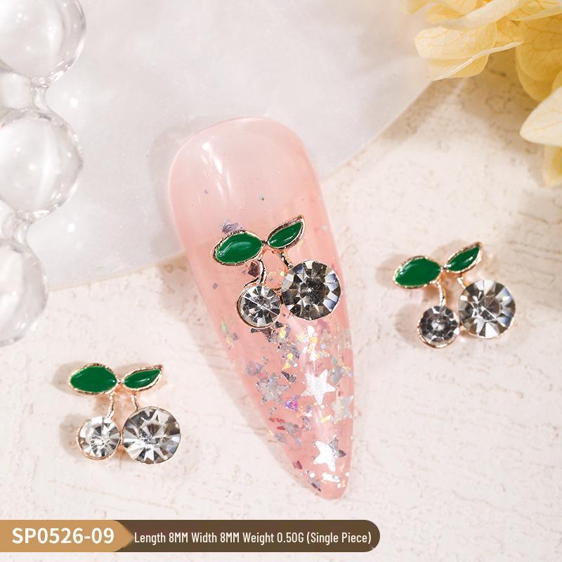 3D Cherry & Fruit Alloy Nail Art Rhinestones - Red, Pink, White Decorations