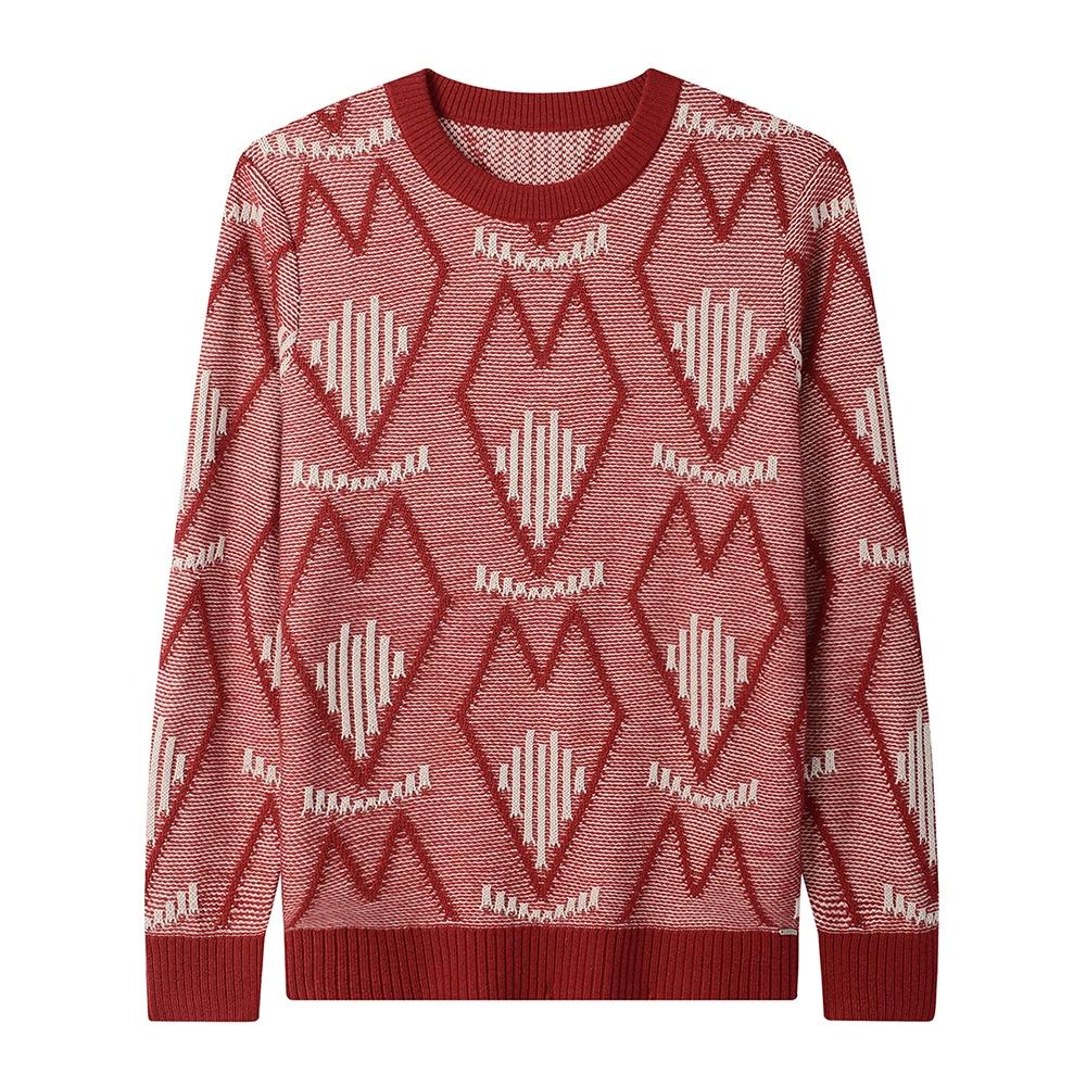 

Мужской модный вязаный свитер с бриллиантами, пуловер, топ 4XL красный