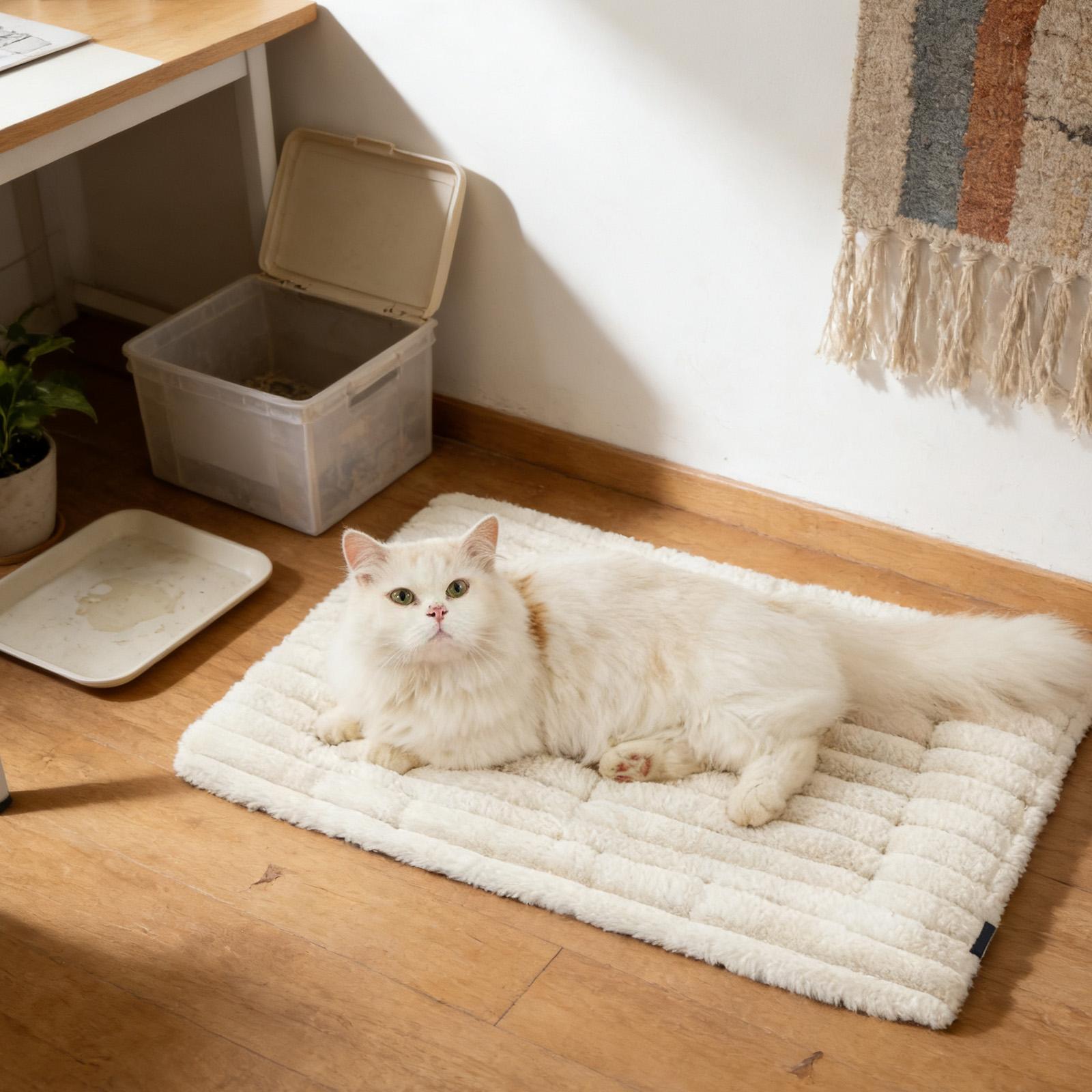 

Cats Dog Mat Pet Bed Soft Fleeces Warm Cozy Comfort Sleeping Mat Universal Machine Washable Pet Furniture 61x45cm 45x61cm белый