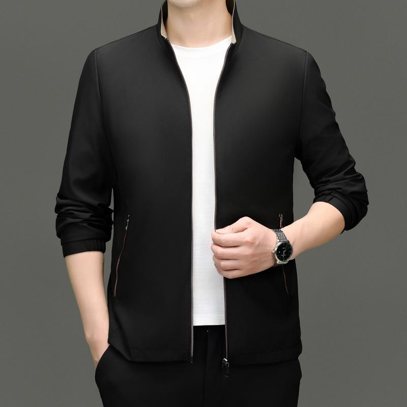 Spring/Autumn Men's Stand Collar Business Jacket - Professional Attire for Young & Middle-aged Bosses