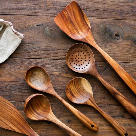 Wooden Cooking Utensils Cooking Spatulas Soup Ladles And Rice Spoons Nonstick Kitchen Tools for Comfortable Grip And Easy Cleaning