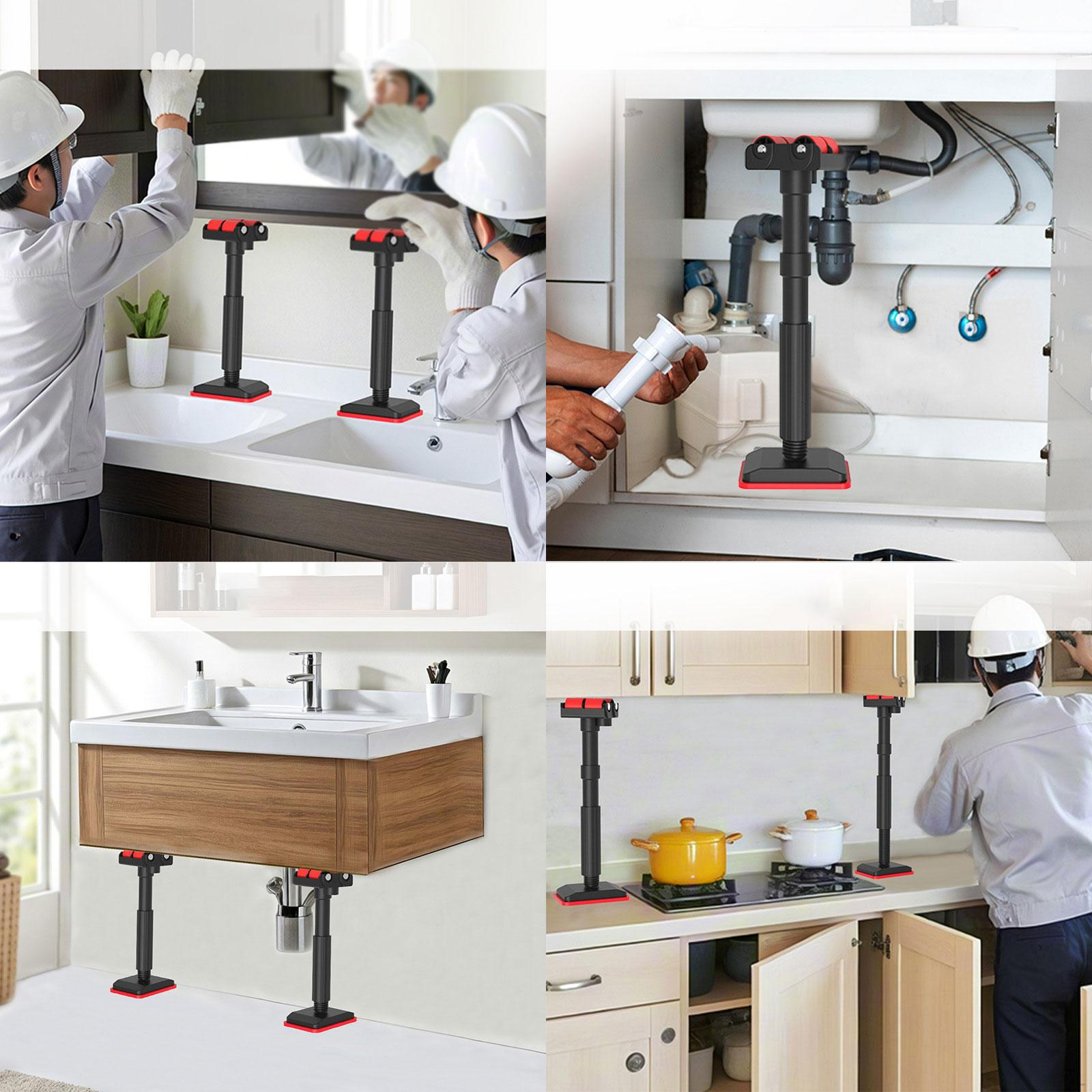 

2 Pieces Bathroom Cabinet Door Install Telescopic Lifting Tools Support Beam