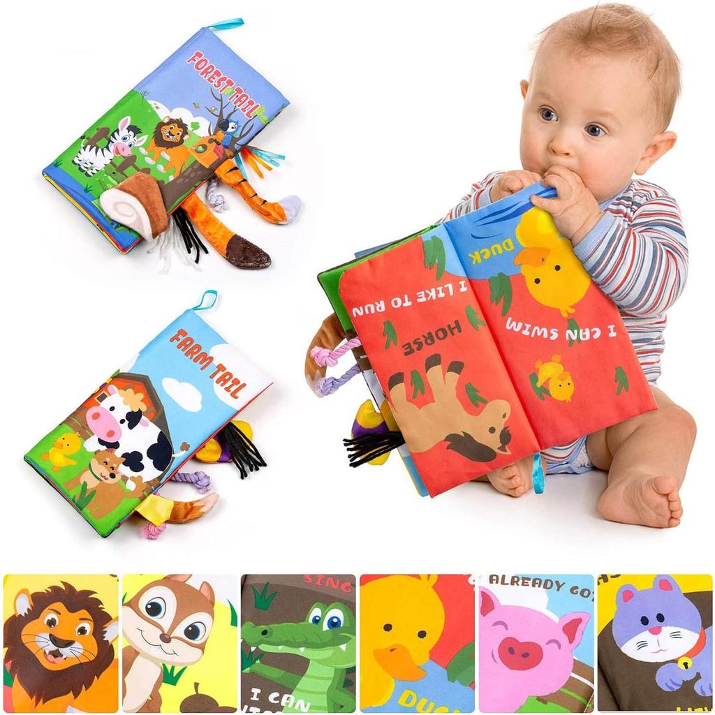 2-Pack Baby Cloth Book, Baby Soft Cloth Book, Baby Early Education Book, Washable, Children's Educational Cloth Toy