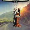 Halloween Skeleton Couple Car Pendant 2D Acrylic Rearview Mirror Hanging Decor Backpacks Charm Glow-in-Dark Keychain Parties Decoration