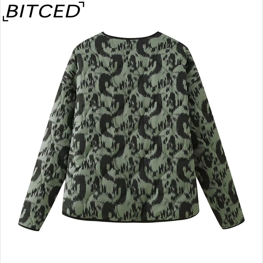 BITCED Women's Winter Plus Size Fashionable Oversized Animal Print Cotton Coat