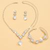Zircon Rhinestone Necklace Earrings Bracelet Bridal Wedding Dress Accessories Three-piece Set