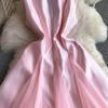 Summer New Sleeveless White Spliced Tulle Satin Maxi Dress Women‘s O Neck Slim Waist Ruched A Line Formal Wedding Evening Party Dress