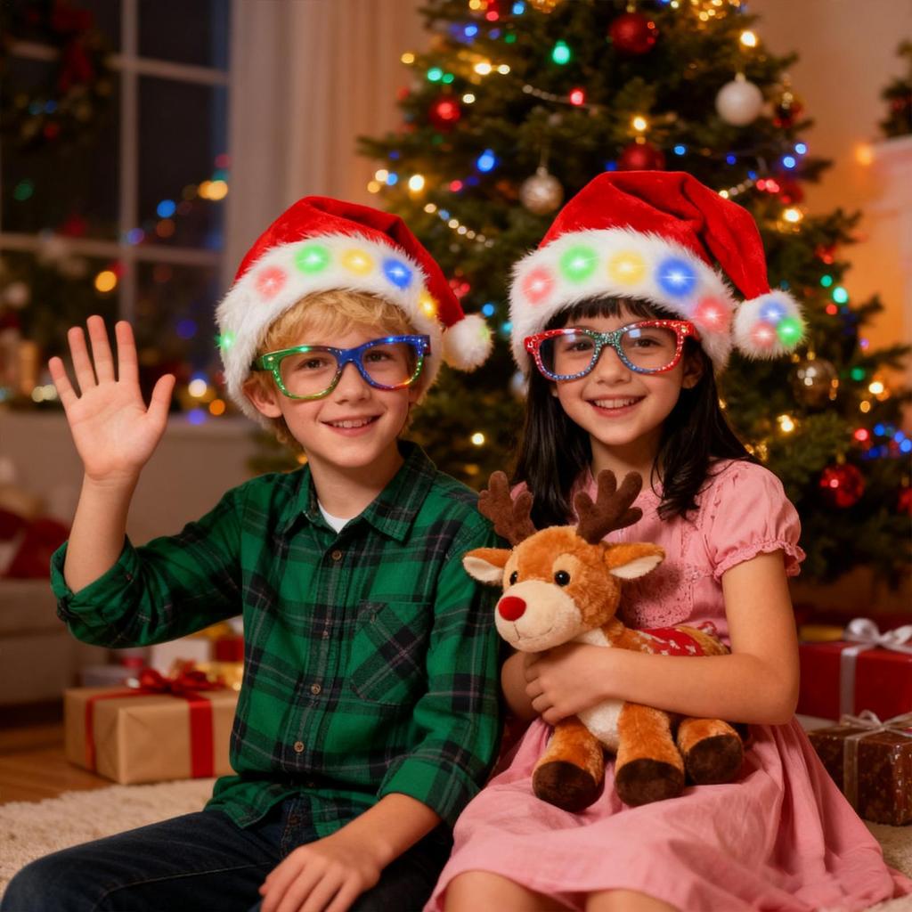 Light Up Santa Hat Christmas Cosplay Headpiece Holiday Cosplay Hat For Kids Women Men Event Planners Family Photo Winter