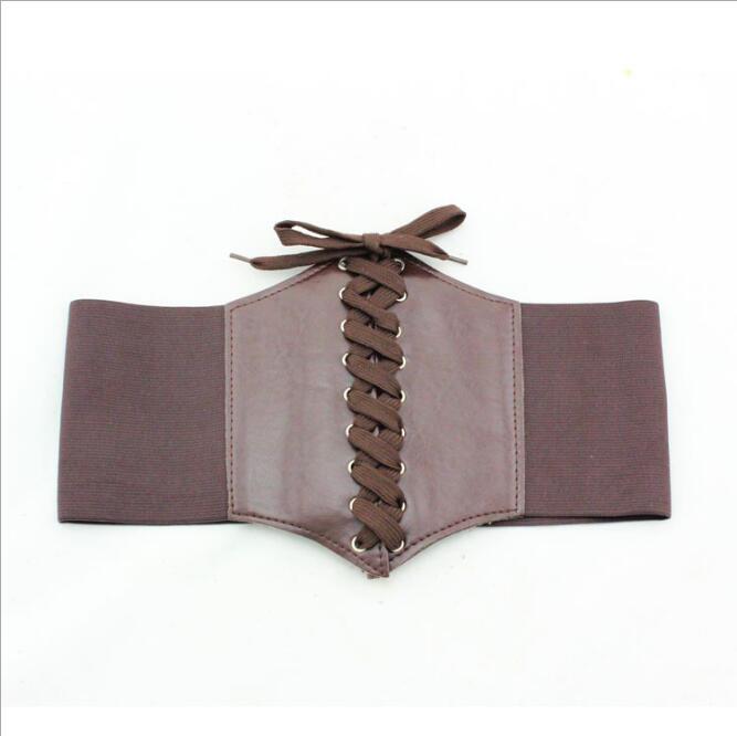 Wide Pu Leather Slimming Body Belts for Women Elastic High Waist Belts 1pc