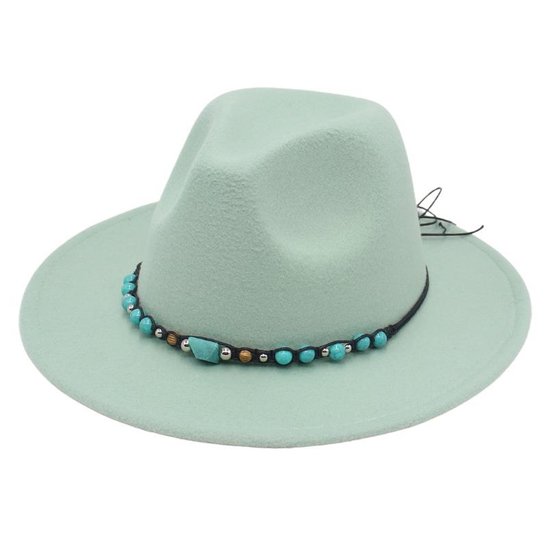 Western Cowboy Top Hat Big Eaves Mountaineering Hat Spring Summer Emerald Felt Hat Ethnic Style Tibetan Hat