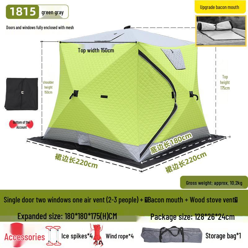 Hexagonal Cotton Ice Fishing Tent - Thickened, No Assembly Needed