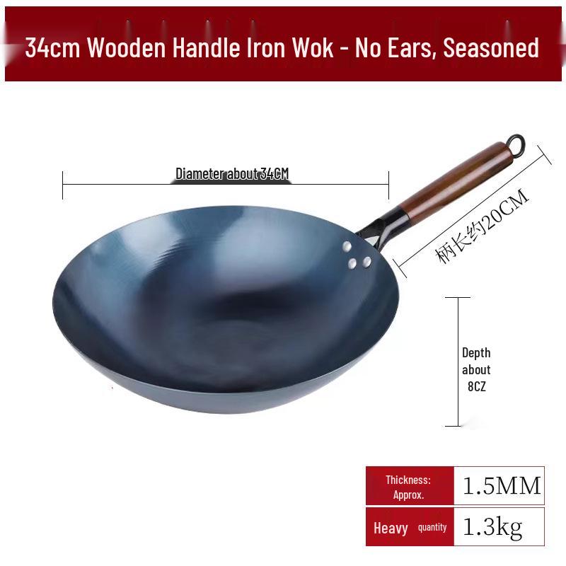 Zungenspitzen-Eisen-Pfanne – Runder Boden, Geschmiedete Unbeschichtete Antihaftpfanne für den Haushaltsgebrauch