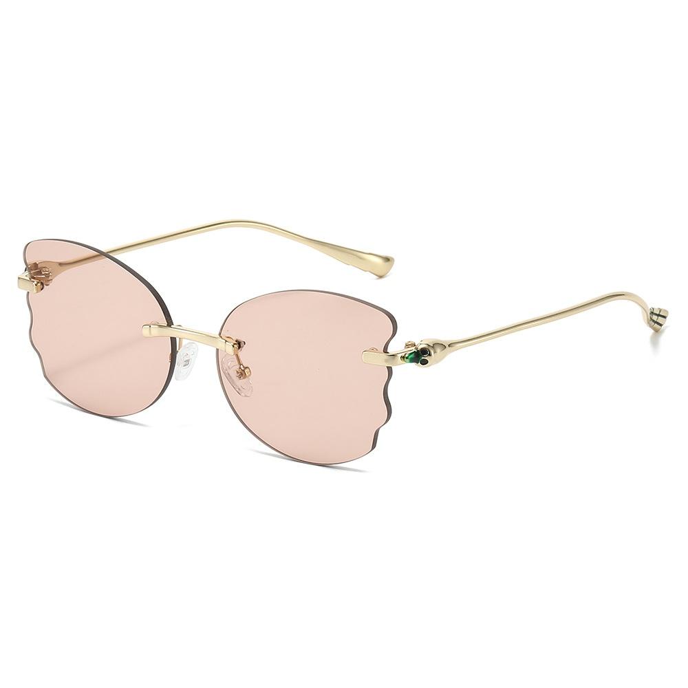 New Luxury Frameless Trim Butterfly Shaped Women Sunglasses  Personality Brand Jelly Color Design Men Casual Glasses Uv400