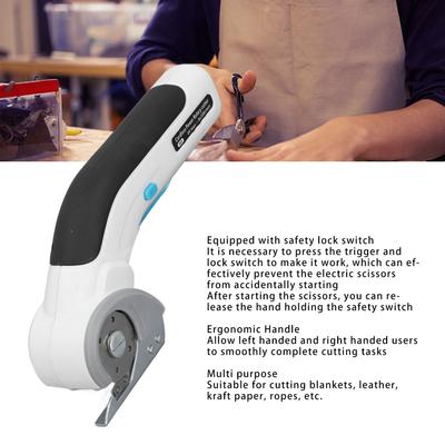 Electric Fabric Cutter Multi Purpose High Efficiency Rechargeable Cordless Ergonomic Handle Electric Scissors for Leather