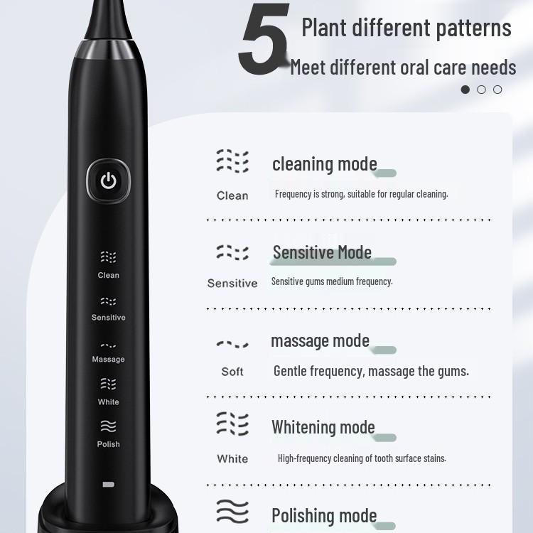 Cross-Border S100 Electric Toothbrush with 8 Heads, 5 Modes, Portable Case & Induction Charging