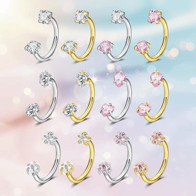 2 PCS C Shaped Cartilage Helix Earrings Stainless Steel Daith Piercing Jewelry New Nose Ring  Daily