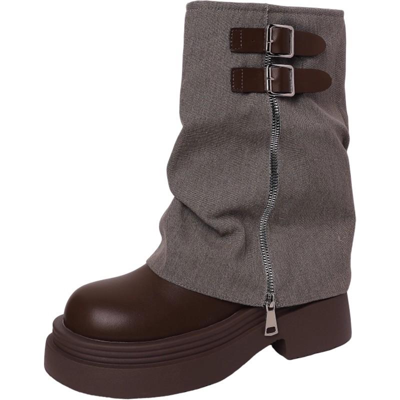 Retro British style thick-soled high-top Martin boots women's autumn and winter design sense fashion small man thin explosion short boots