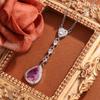 Diamond Necklace Collarbone Chain Simulation Drill Pear-Shaped Heart-Shaped Water Drop-Shaped Necklace Pink Female Zircon Long Color Treasure