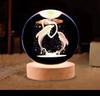 3D Crystal Ball Light Solar System Planet Pattern Crystal Ball Round Wooden Base Night Light for Kids Bedroom Table Desk Decor