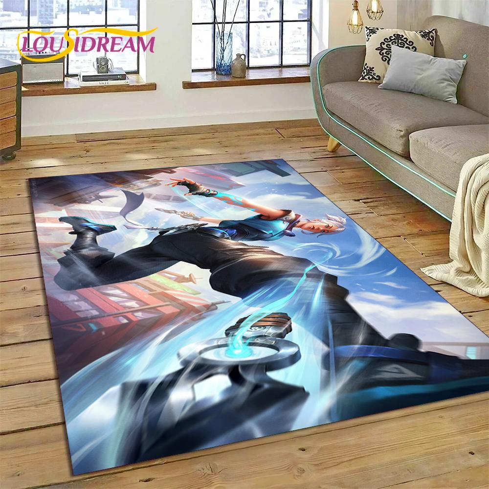 3D Nejnovější Kreslený Herní Koberec VALORANT pro Dekoraci Obývacího Pokoje Ložnice, Podlahová Rohožka Protiskluzová Dekorace pro Pohovku Rohožka Dárek Dítě