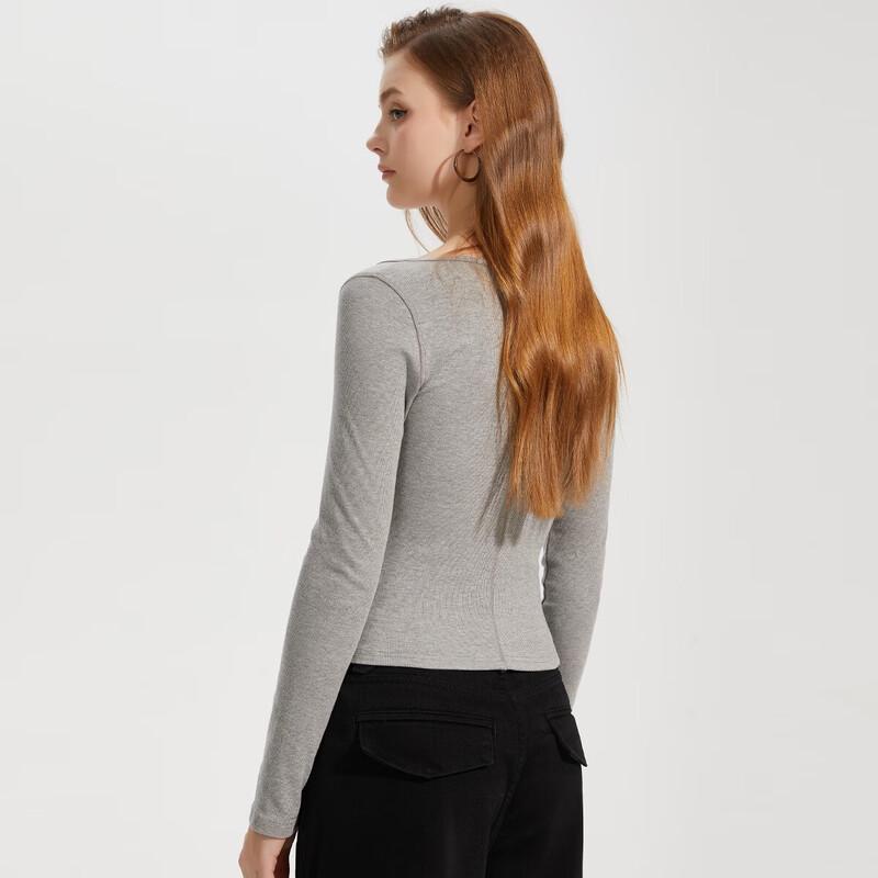 Shetu Women's American Retro Twist Knit Long Sleeve T-Shirt