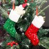 Glitter Christmas Stocking Pendant Plush White Border Sparkling Xmas Tree Decorations Candy Bags Home New Year Party Ornaments