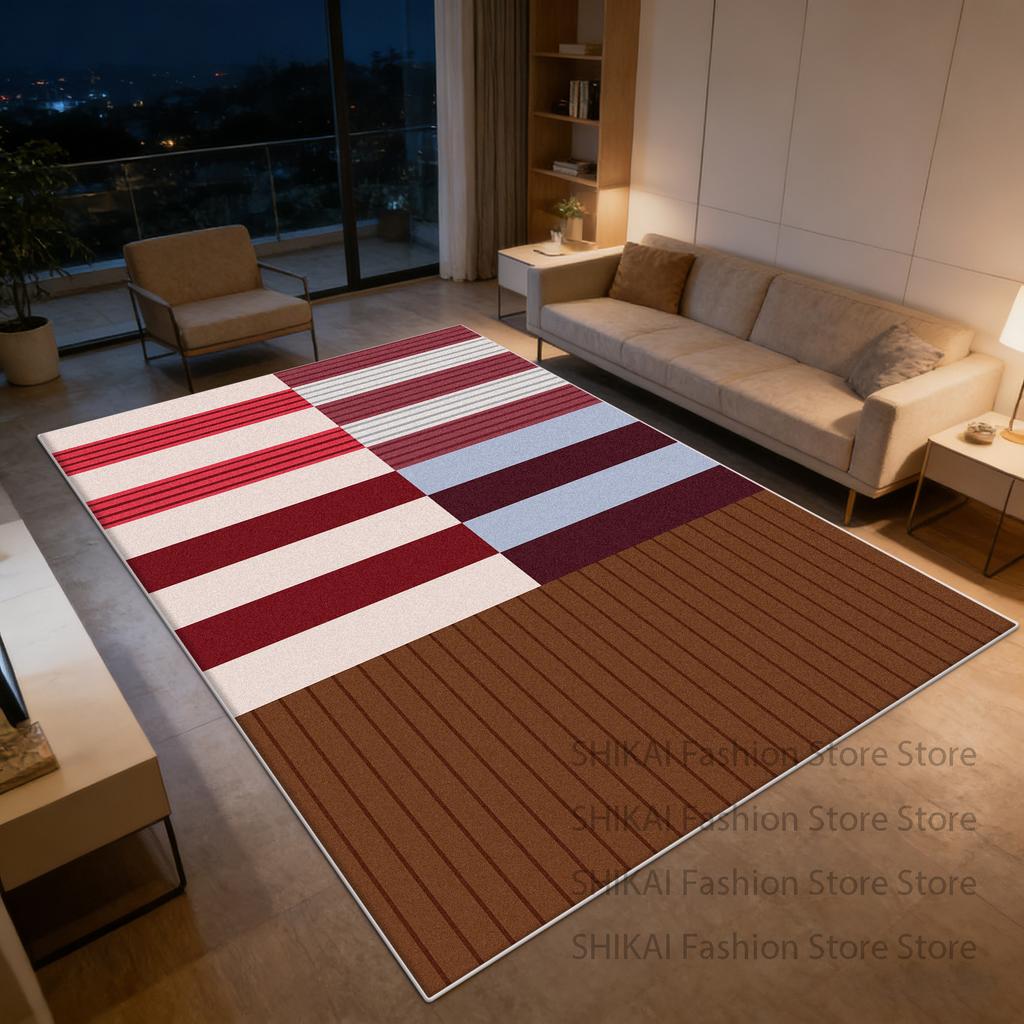 Bauhaus Geometric Abstract Style Living Room Rug Home Decoration Luxury Washable Fluffy Carpet Antiskid Short Velvet Floor Mats
