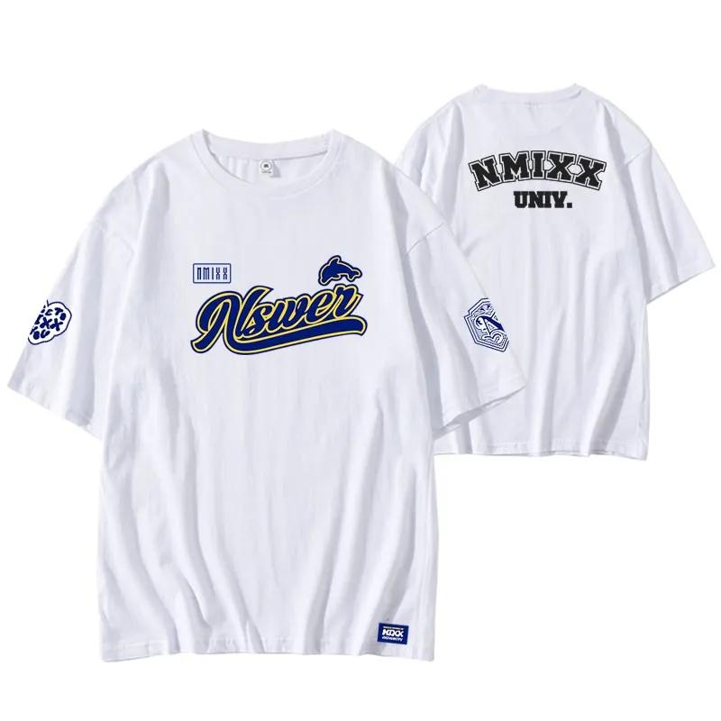NMIXX MIXX UNIVERSITY Same Tshirt Kpop Summer Cotton Round Neck T Short Sleeve Top Unisex Women Y2k Korean Fashion Popular Clothes