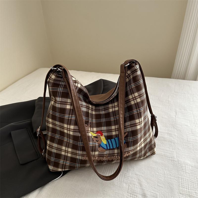 Stylish And Trendy Large Capacity Tote Backpack For Women In Chic Plaid Designs