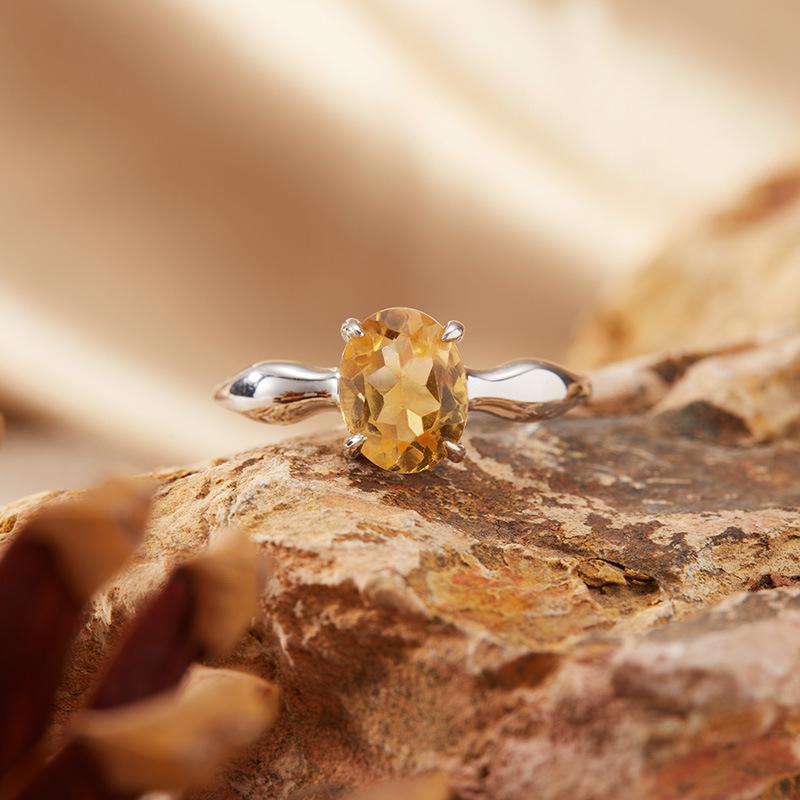 Натуральный Топаз Гранат Цитрин Аметист Кольцо Женское S925 Стерлинговое Серебро Мышечное Простое Цветное Индексный Палец Кольцо