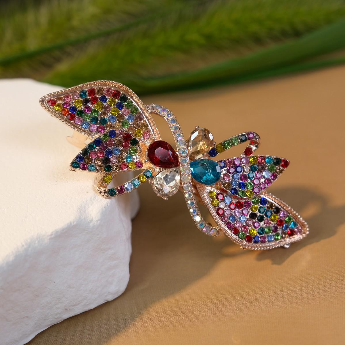 

Элегантная корейская хрустальная заколка-клипса для волос «Бабочка» со стразами для хвостика