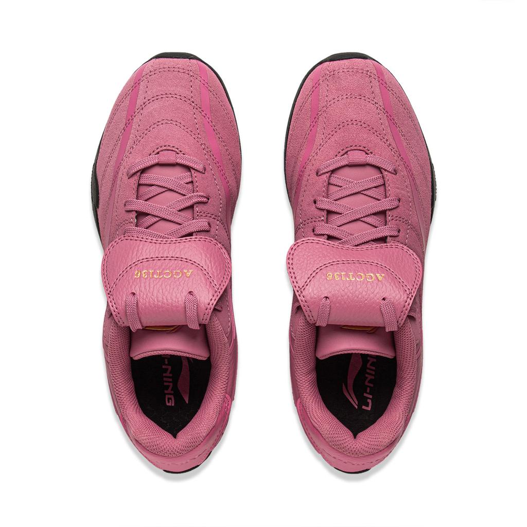Li Ning Film Pulse Slip Resistant, Abrasion Resistant, Lightweight Low top Casual Shoes Women's Blossom Dan Pink AGLV136-3
