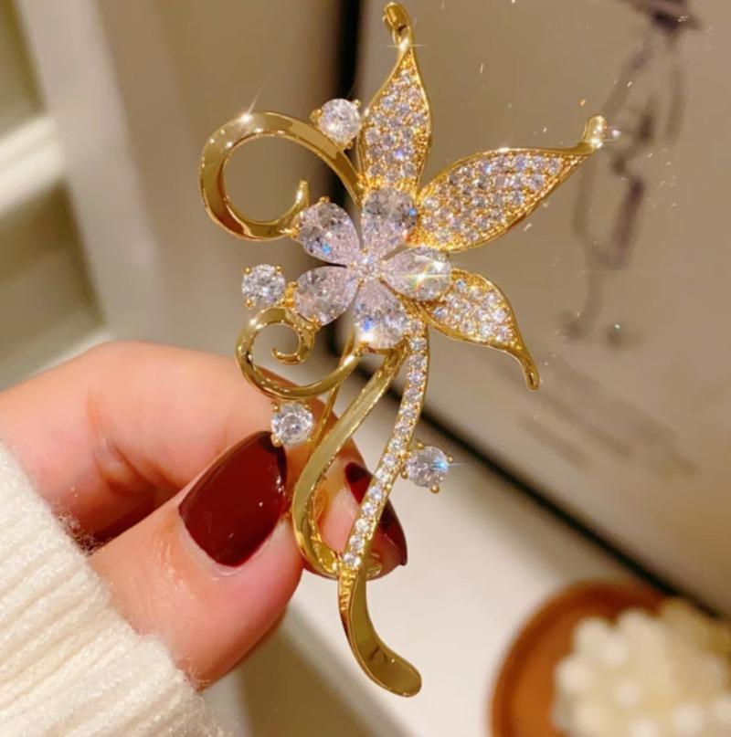 1Pc Retro Exquisite Bauhinia Flower Brooch Elegant Romantic Pin Charm Trendy Jewelry Accessories Party Birthday Festival Gift