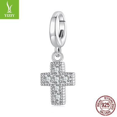 Shining Cross Pendant Opening And Closing Button Head Popular S925 Sterling Silver Lucky Beads