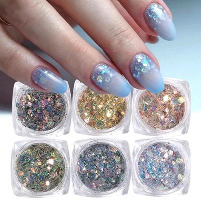 1 Set DIY Sufficient Quantity Eco-friendly Ultra-Thin Sparkling Colorful Nail Glitter Sequins Manicure Decor Nail Sequins