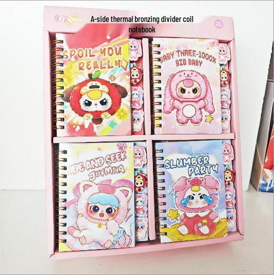 Kitten A7 Spiral Notebook with Divider - Cute Cartoon Design, Portable for Students