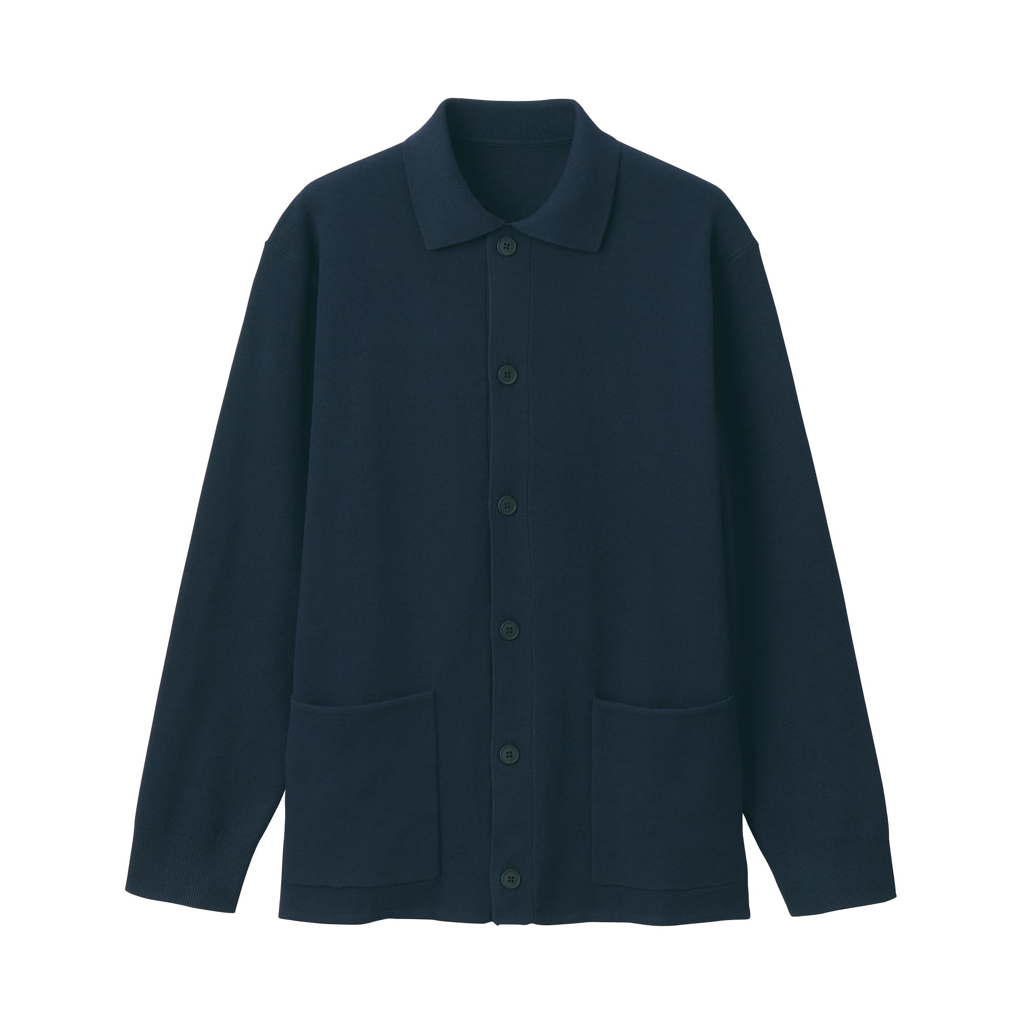 

Мужской кардиган-рубашка из трикотажа миланской резинкой, можно стирать, темно-синий, размер S (AA0RPA4A)