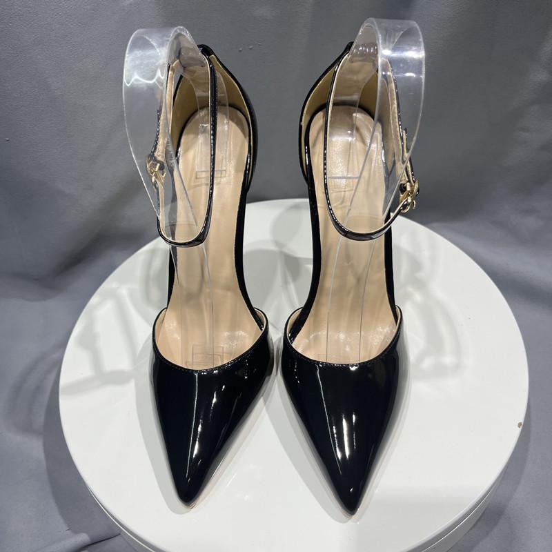 Black Ankle Strap Buckle Women Pumps Customized Heled Thin High Heels Sexy Shoes Parties Shoes For Women Big Size 35-45