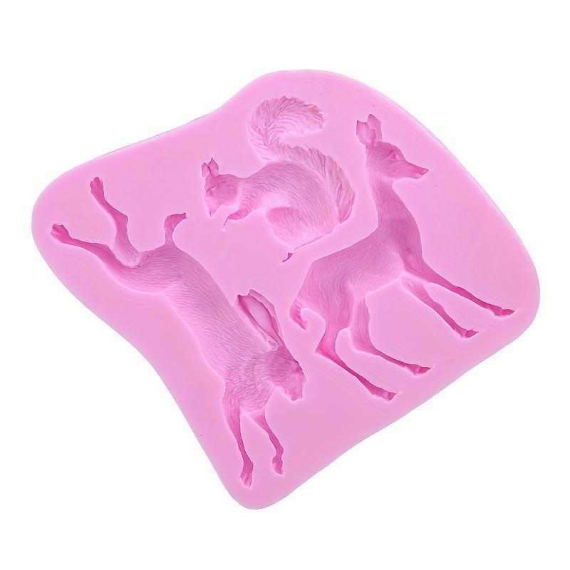 

Формы для шоколада «Лесные животные», 3D-силиконовая форма, форма для конфет «Олень», «Белка», «Кролик», форма для помадки, инструменты для выпечки розовый