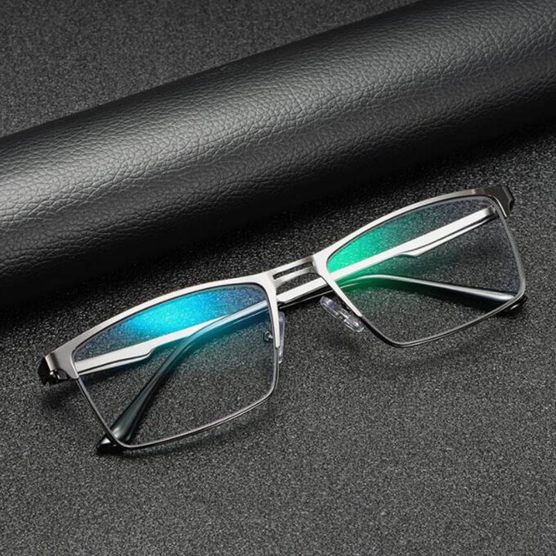 0 -0.5 -0.75 To -6.0 Metal Full Frame Sun Photochromic Square Prescription Eyeglasses With Cylinder Power Glasses