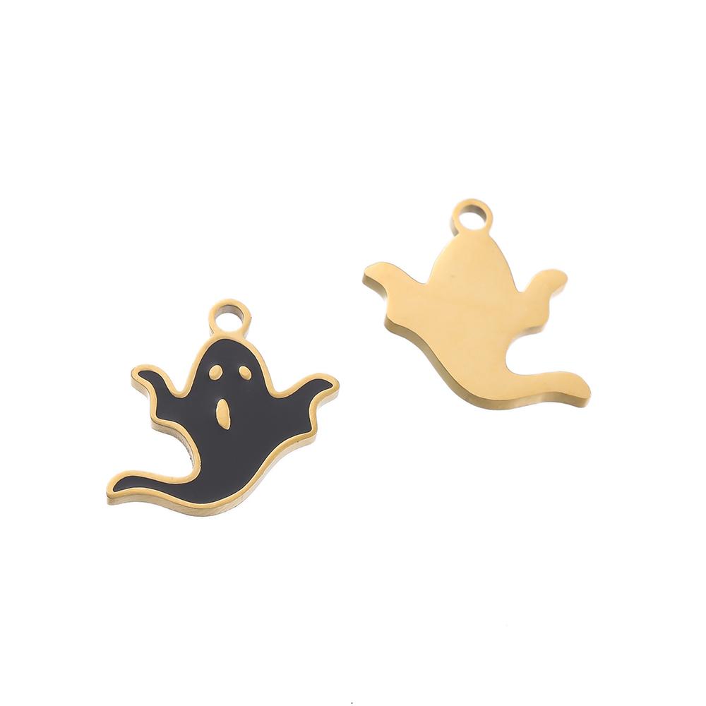 1pcs Stainless Steel Cartoon Halloween Enamel Charms Pumpkin Skeleton Ghost Bat Cat Pendants for DIY Jewelry Making Accessories