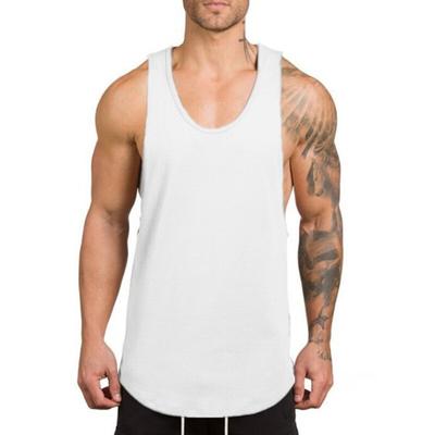6689 Blank Mesh Slim Fitness Vest Men's European and American Arc Hem Sports GYM Bottoming Breathable Quick-drying Shoulder 6689